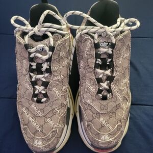 Balenciaga Brown Logo Jacquard Chunky Sneakers